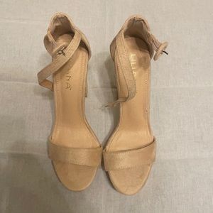 Beige platform heels